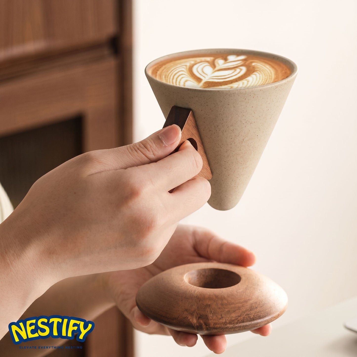 Nestify Vintage Ceramic Coffee Cup & Saucer Set – Elegant Personal Mug