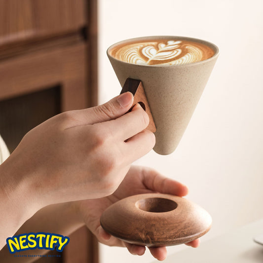 Nestify Vintage Ceramic Coffee Cup & Saucer Set – Elegant Personal Mug