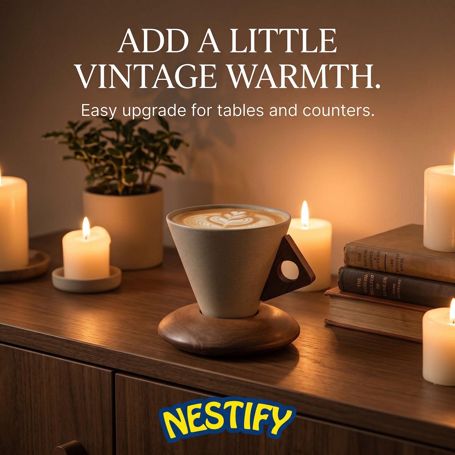 Nestify Vintage Ceramic Coffee Cup & Saucer Set – Elegant Personal Mug