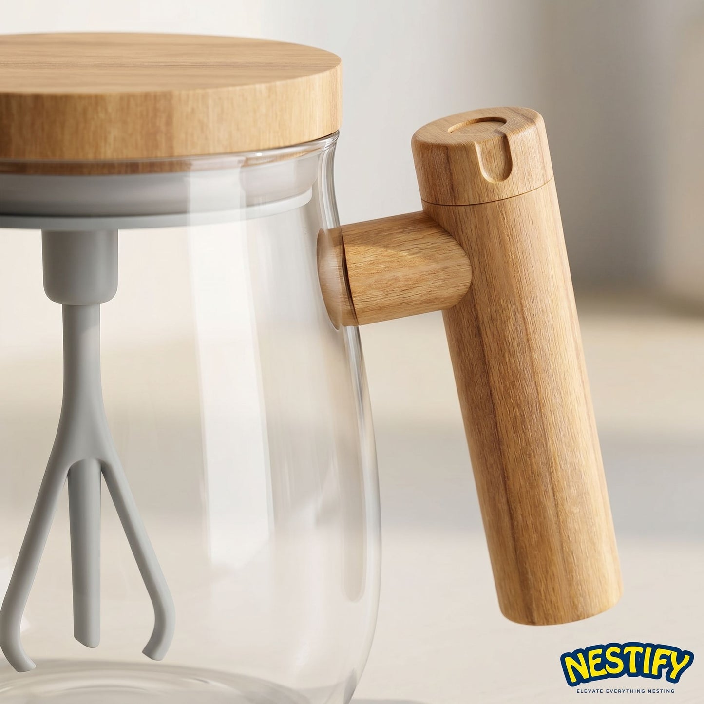 Nestify Self‑Stirring Glass Coffee Mug