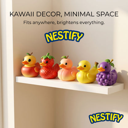 Nestify Fruit Duck Figurines – Kawaii Resin Desk & Car Ornaments