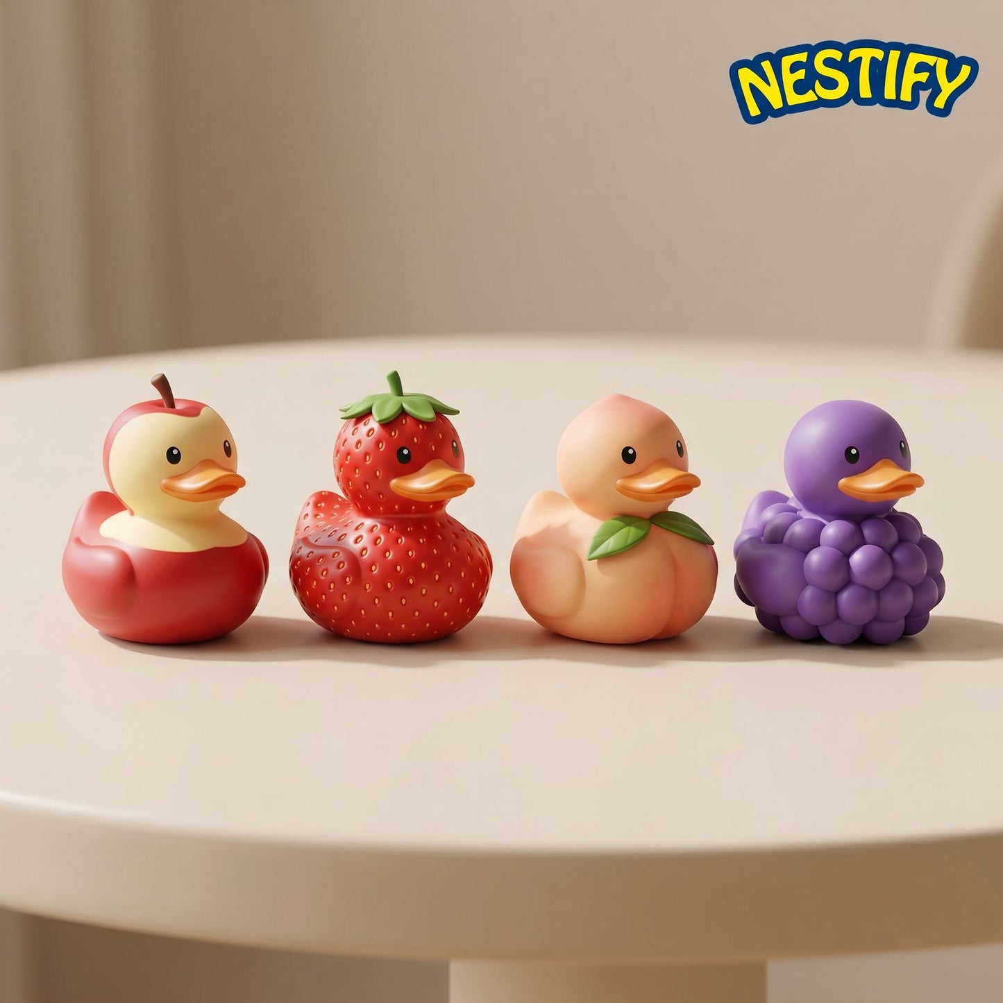 Nestify Fruit Duck Figurines – Kawaii Resin Desk & Car Ornaments