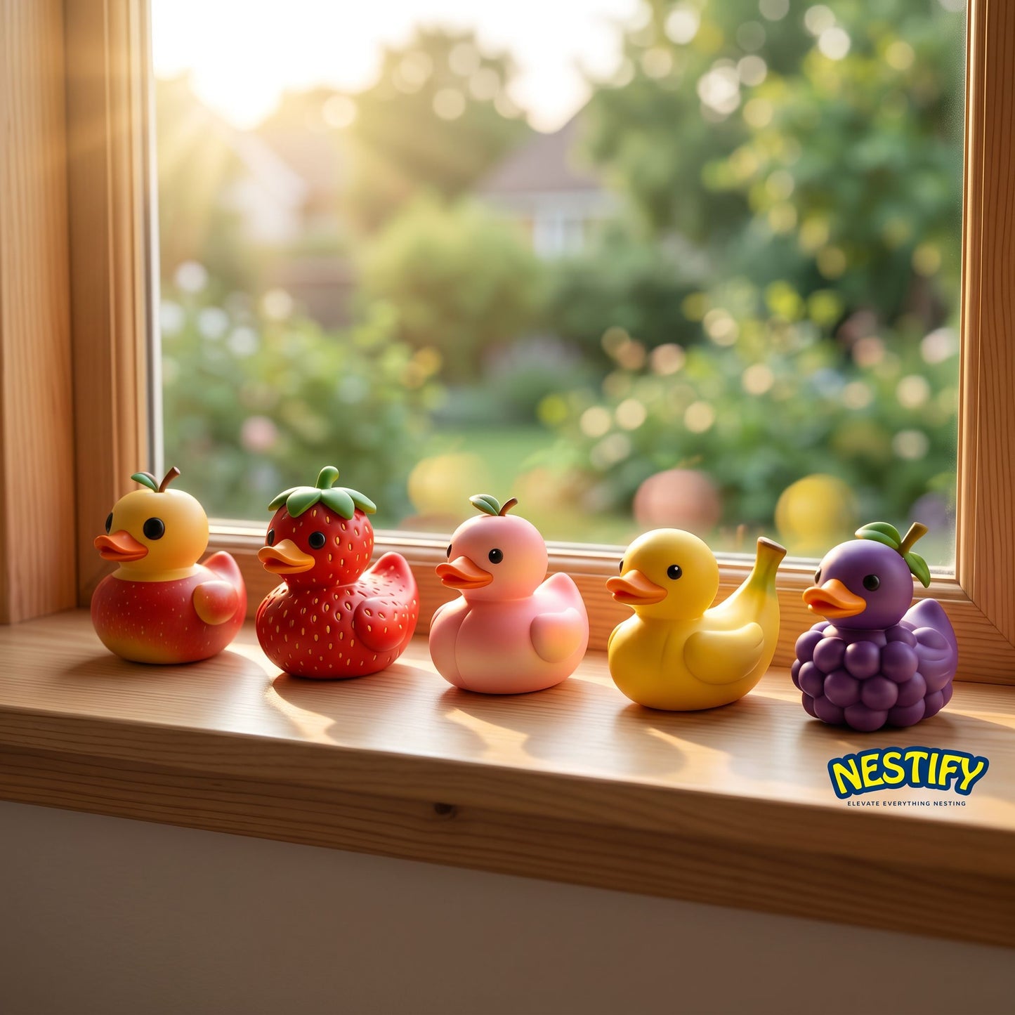 Nestify Fruit Duck Figurines – Kawaii Resin Desk & Car Ornaments