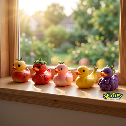 Nestify Fruit Duck Figurines – Kawaii Resin Desk & Car Ornaments