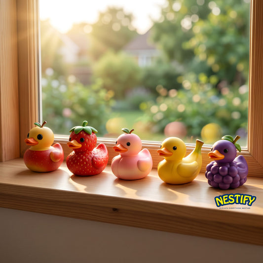 Nestify Fruit Duck Figurines – Kawaii Resin Desk & Car Ornaments