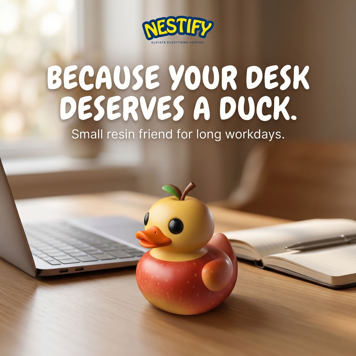 Nestify Fruit Duck Figurines – Kawaii Resin Desk & Car Ornaments