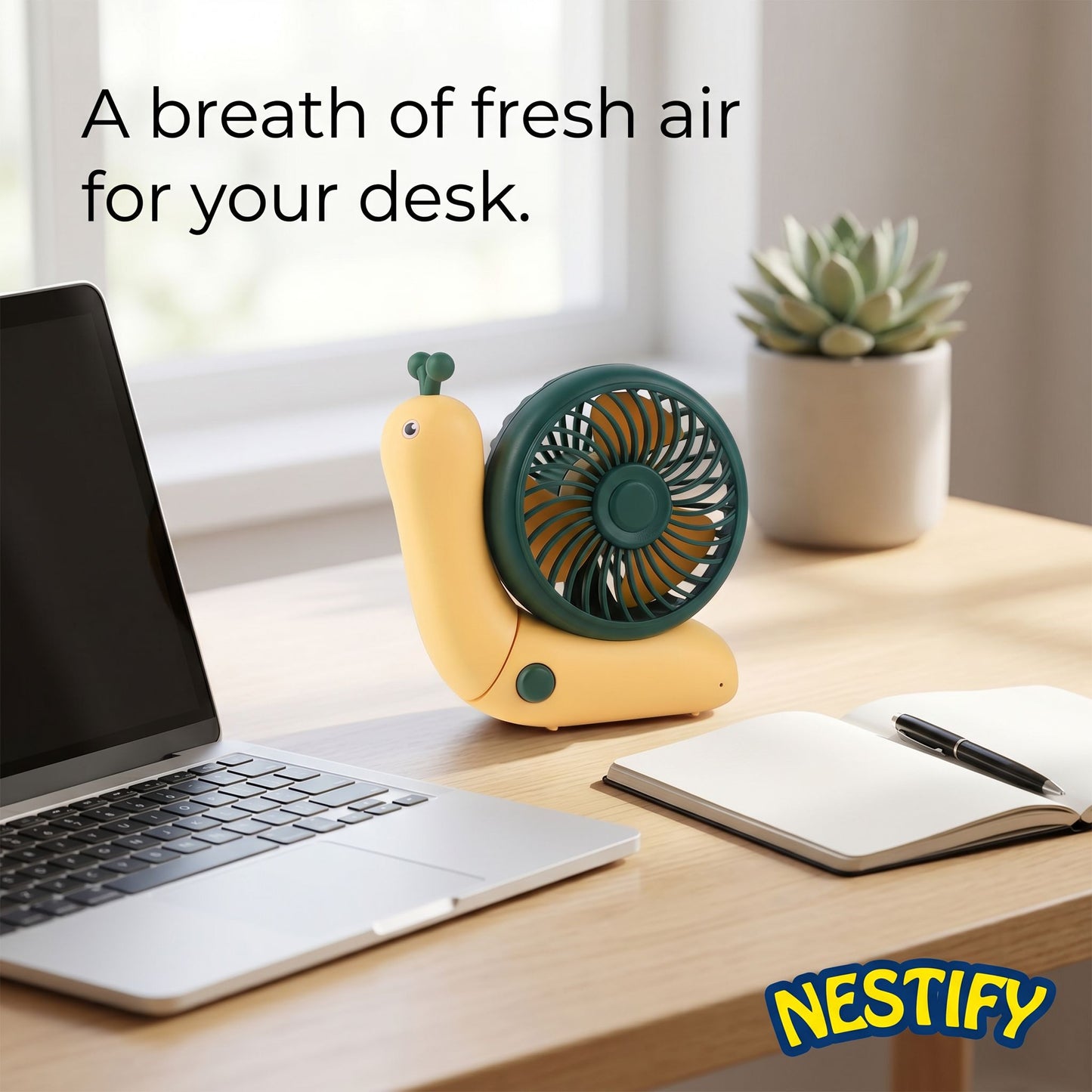 Nestify™ Snail Mini Fan – Foldable Quiet Desktop & Handheld Cooler