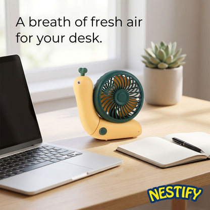 Nestify™ Snail Mini Fan – Foldable Quiet Desktop & Handheld Cooler