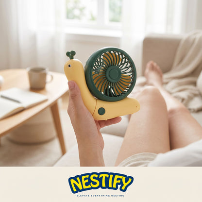 Nestify™ Snail Mini Fan – Foldable Quiet Desktop & Handheld Cooler
