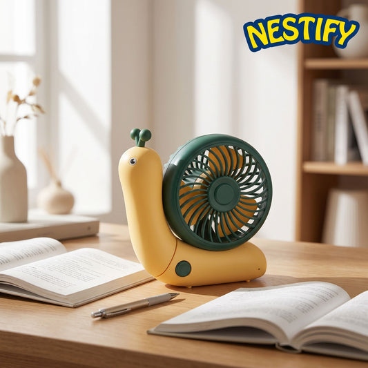 Nestify™ Snail Mini Fan – Foldable Quiet Desktop & Handheld Cooler