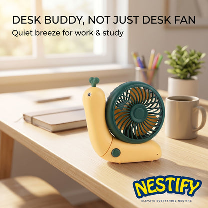 Nestify™ Snail Mini Fan – Foldable Quiet Desktop & Handheld Cooler