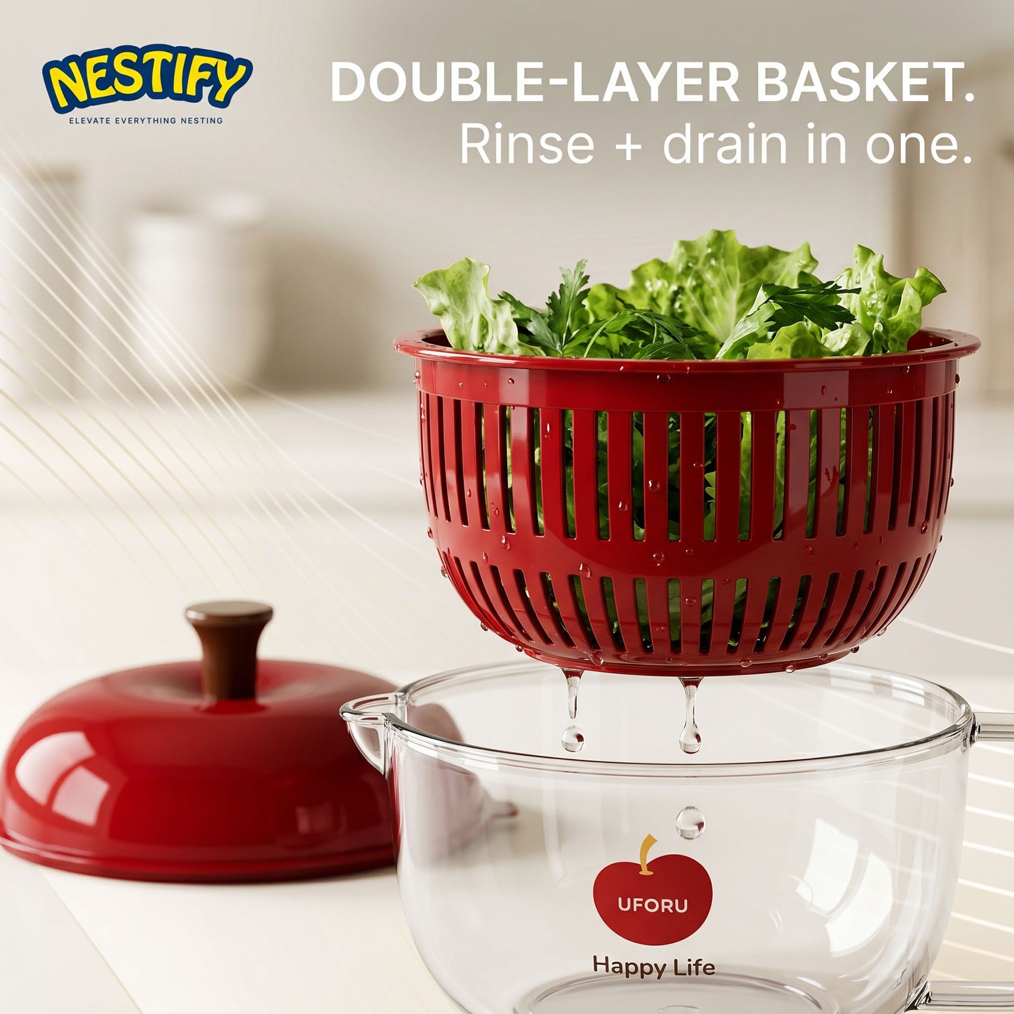 Nestify Apple Salad Spinner & Veggie Washer
