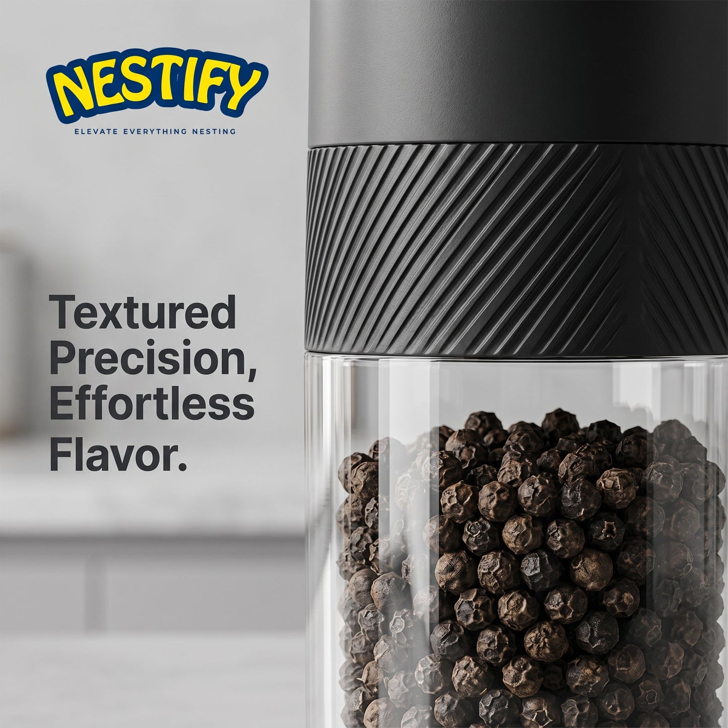 Nestify Gravity-Sensor Electric Pepper Grinder Set – Automatic Spice Mill Duo