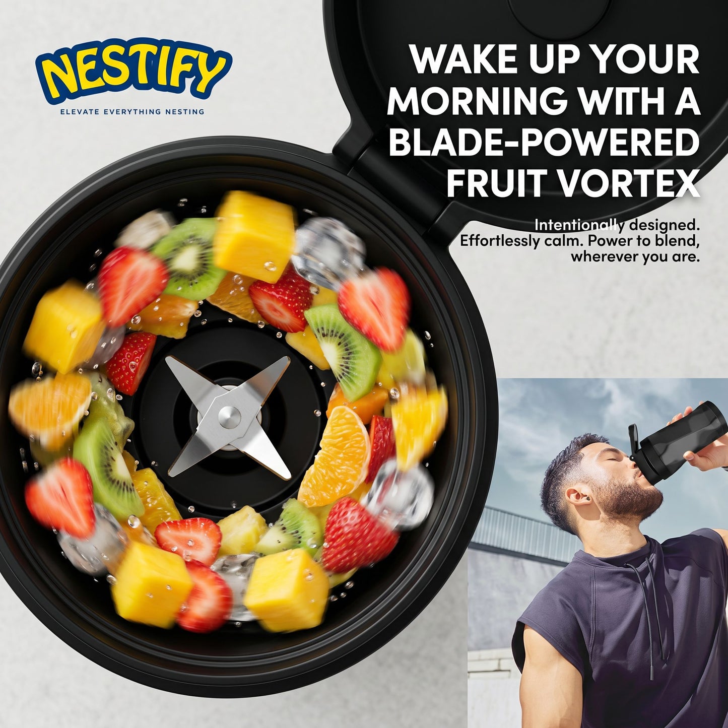 Nestify Portable High-Speed Blender – 360W Personal Smoothie Maker