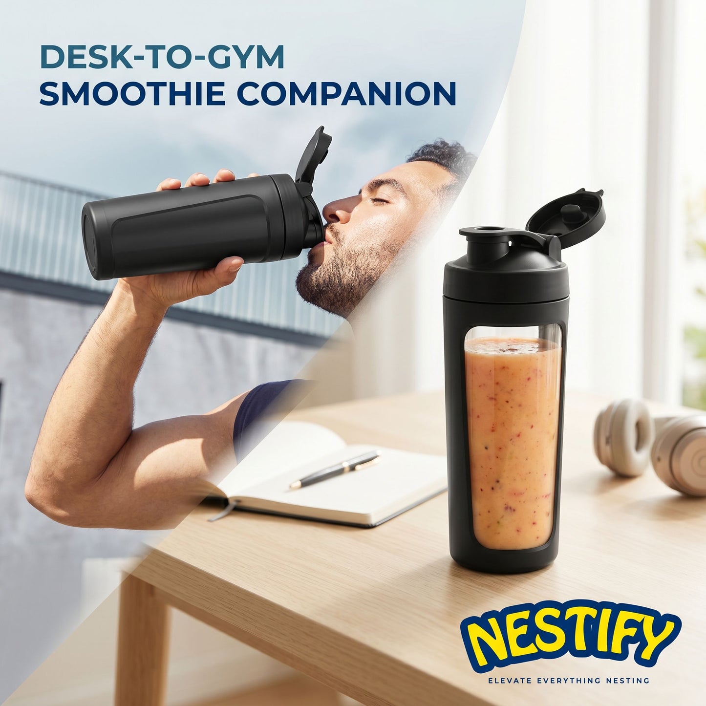 Nestify Portable High-Speed Blender – 360W Personal Smoothie Maker