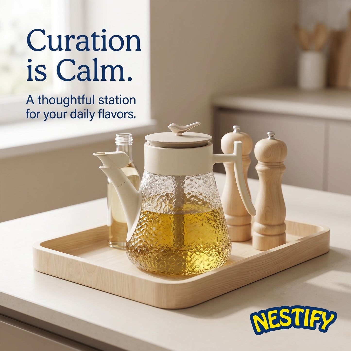 Nestify™ Glass Oil Dispenser – Modern Anti‑Drip Kitchen Cruet