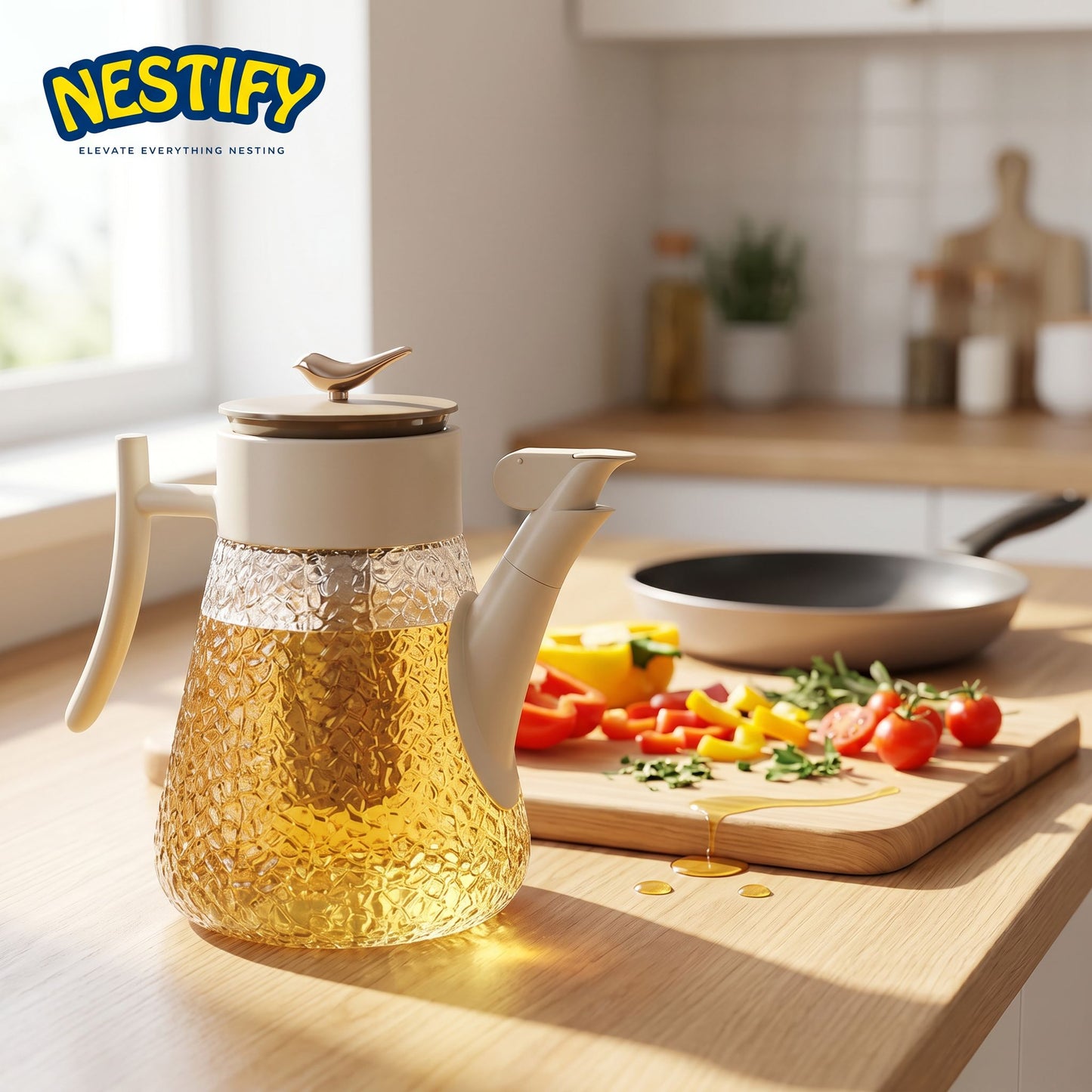 Nestify™ Glass Oil Dispenser – Modern Anti‑Drip Kitchen Cruet