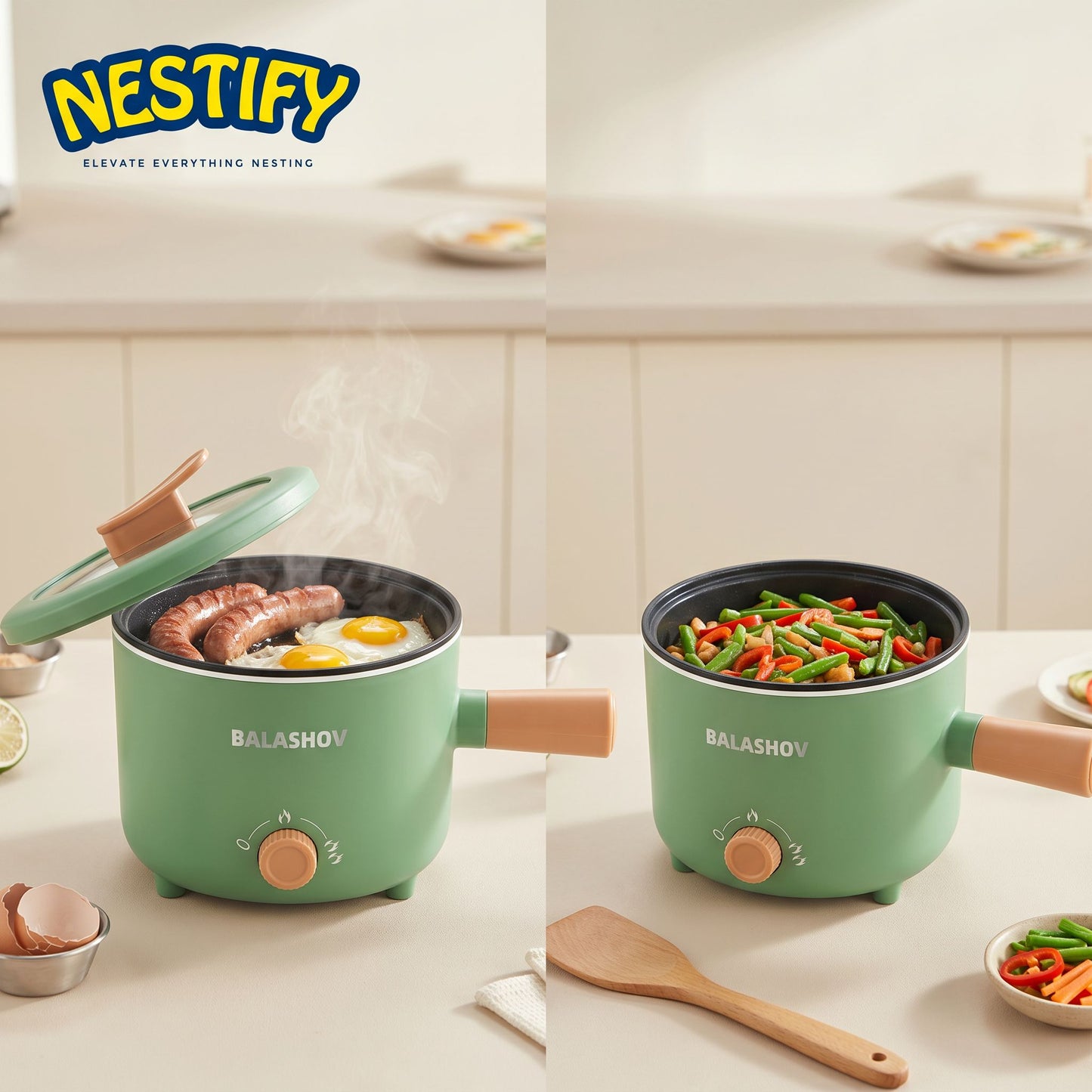 Nestify™ Mini Electric Cooker – Multifunctional Non-Stick Hot Pot Heater