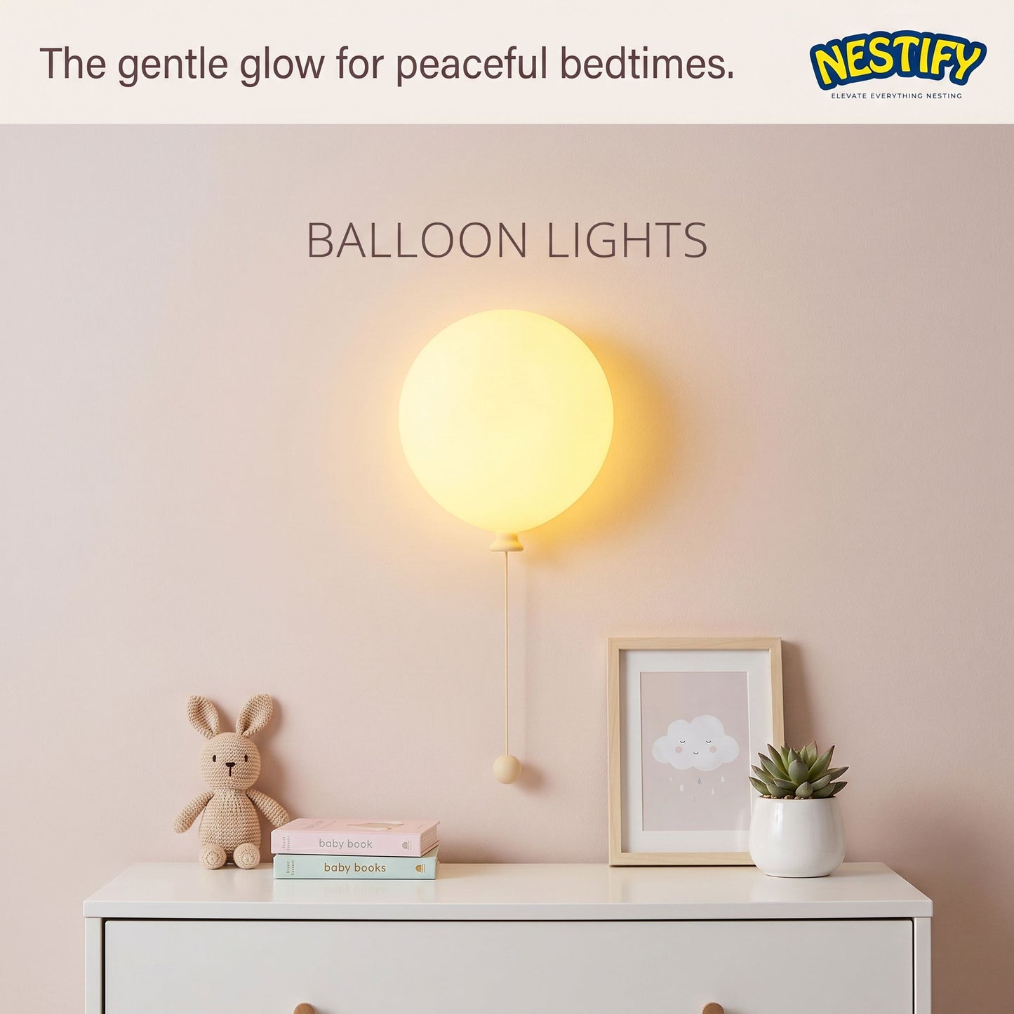 Cute Balloon Night Light – Kids Bedroom Silicone Lamp