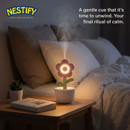 Nestify Cute Flower Night Light Humidifier – 300ml Portable Aroma Diffuser