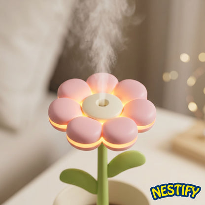 Nestify Cute Flower Night Light Humidifier – 300ml Portable Aroma Diffuser