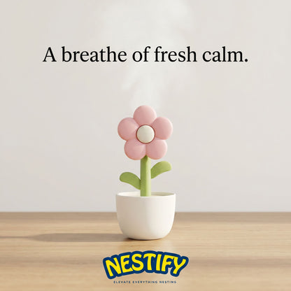 Nestify Cute Flower Night Light Humidifier – 300ml Portable Aroma Diffuser