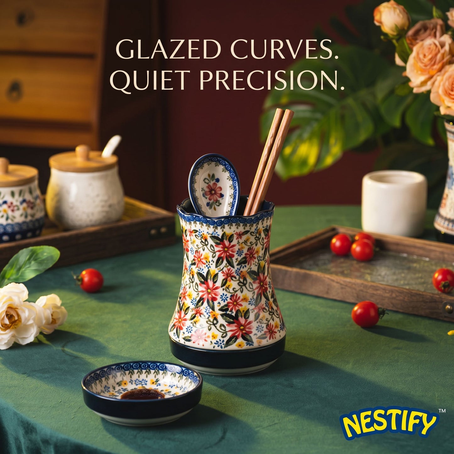 Nestify™ Polish Ceramic Chopstick & Spoon Rest Set