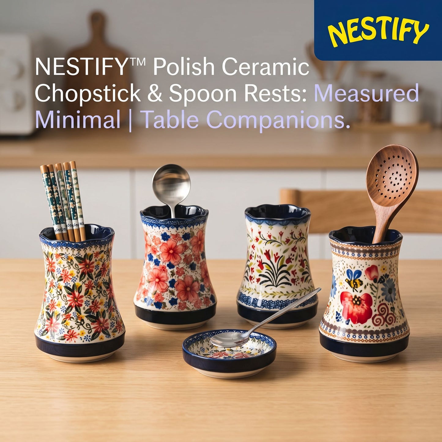 Nestify™ Polish Ceramic Chopstick & Spoon Rest Set