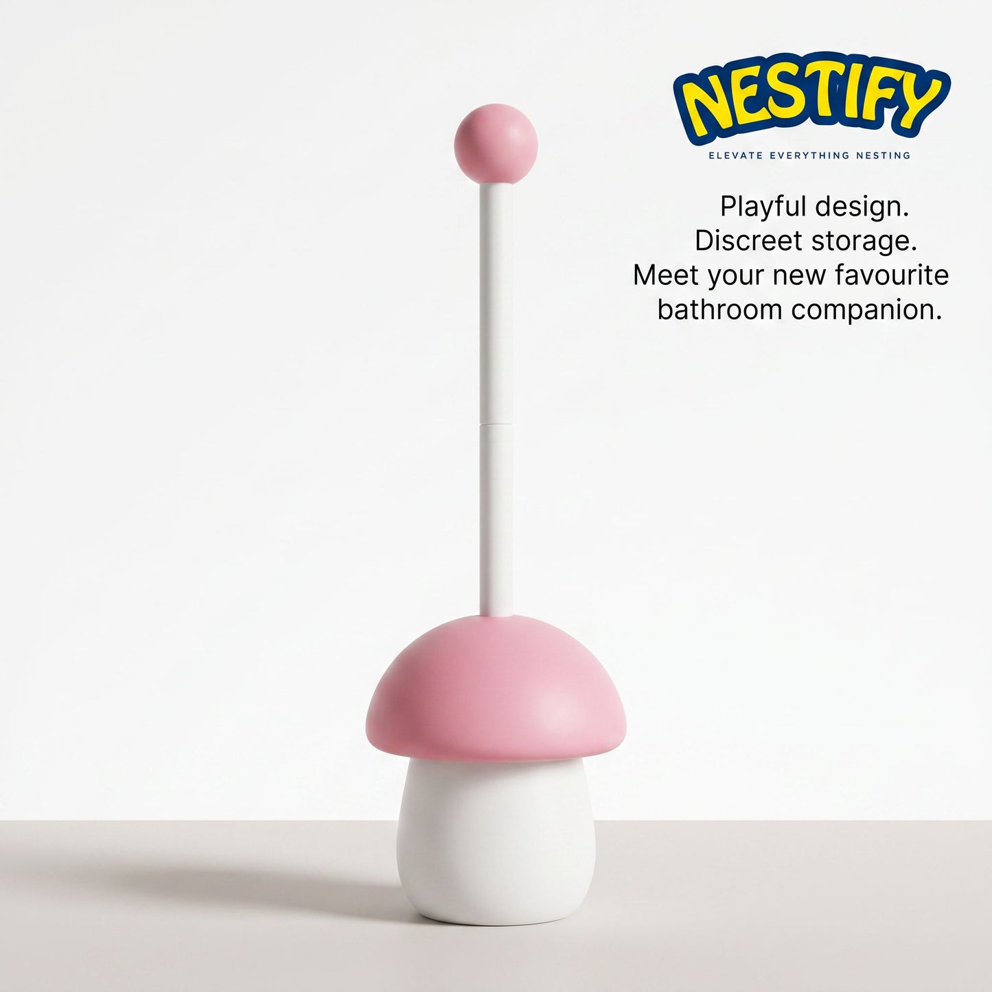 Mushroom Toilet Brush with Holder – Cute Modern Bathroom Cleaner | Playful Design | Deep Clean & Easy Storage