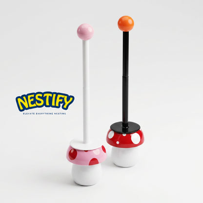 Mushroom Toilet Brush with Holder – Cute Modern Bathroom Cleaner | Playful Design | Deep Clean & Easy Storage