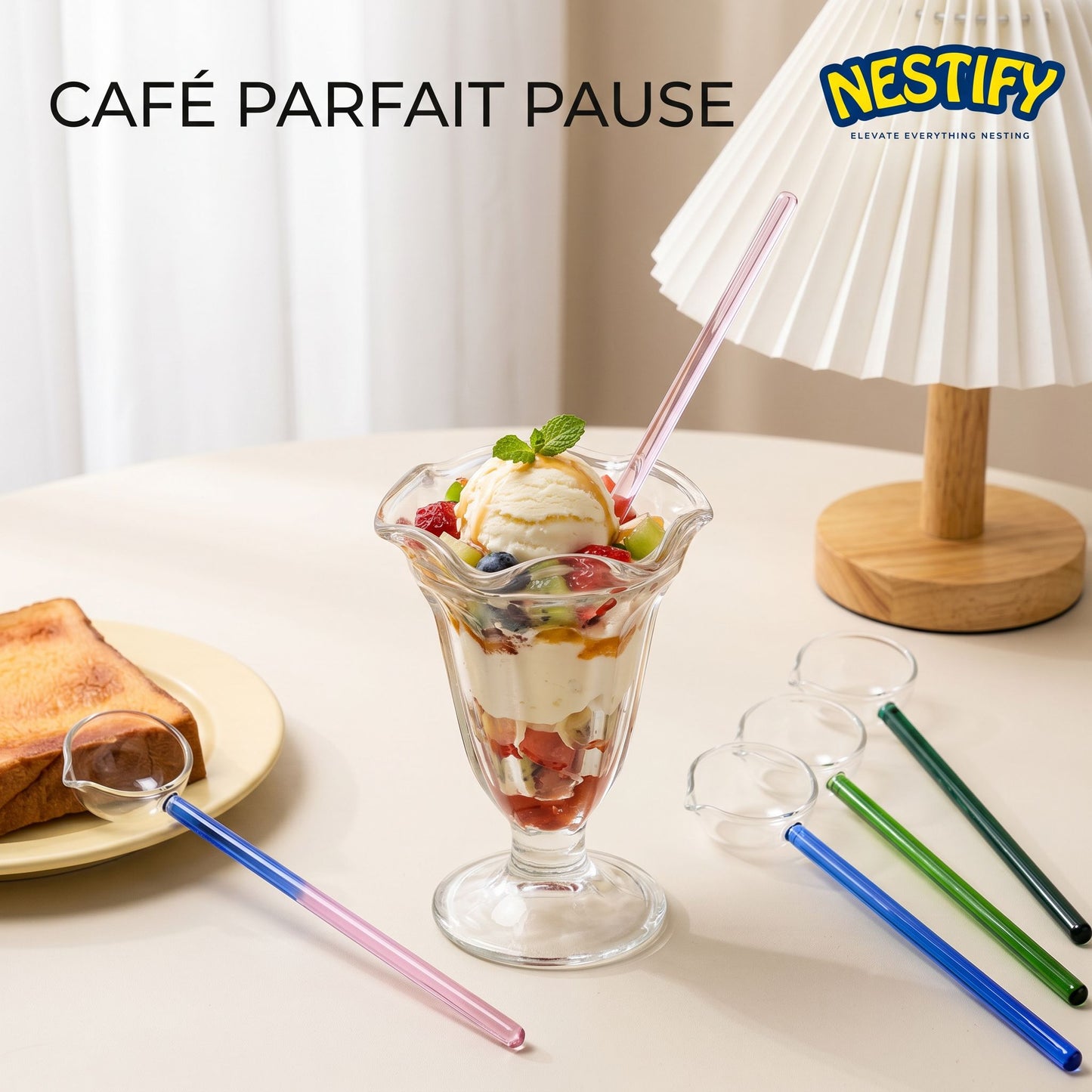 Creative Glass Dessert Spoon – Colorful Long-Handle Essential