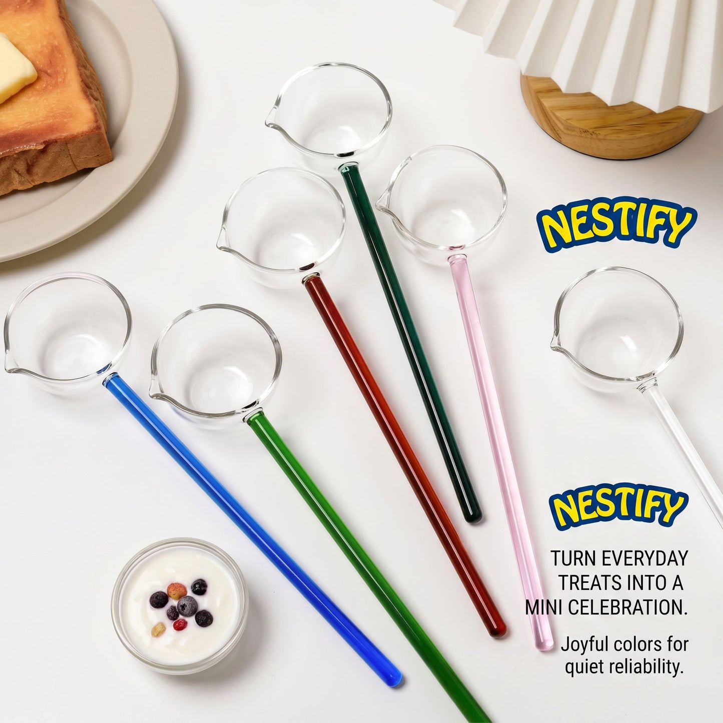 Creative Glass Dessert Spoon – Colorful Long-Handle Essential