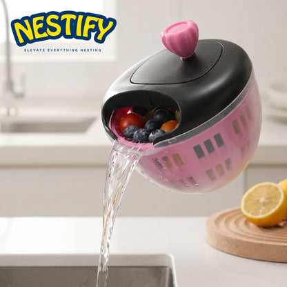 Nestify™ 2‑in‑1 Fruit & Veg Washing Bowl with Spinner