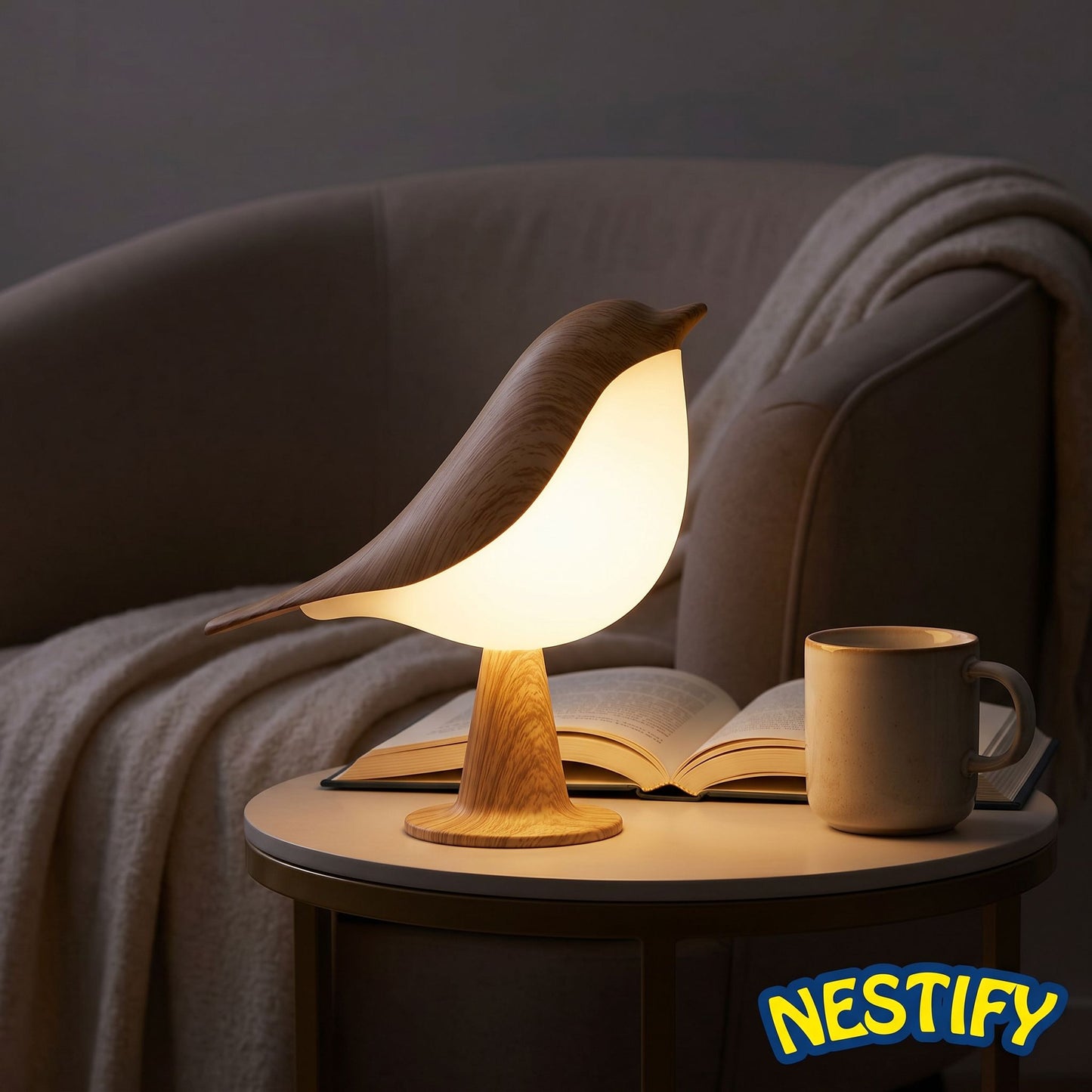 Nestify™ Touch‑Control Bird Lamp – Dimmable Ambient Light