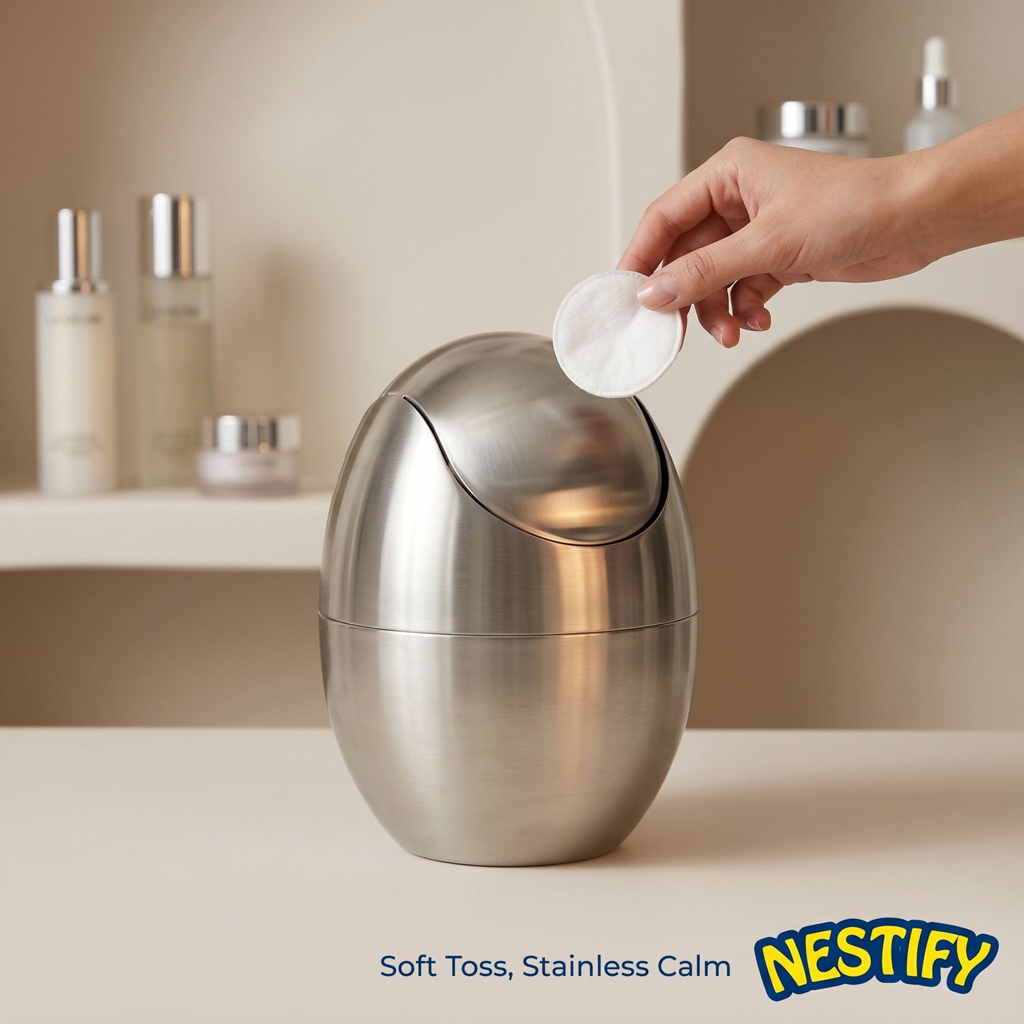 Nestify™ 304 Stainless Steel Egg Mini Countertop Trash Can