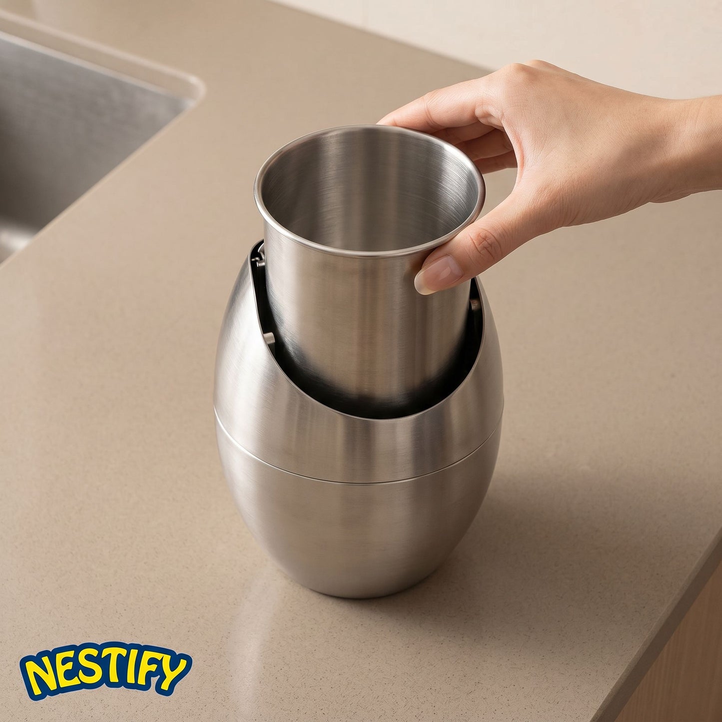 Nestify™ 304 Stainless Steel Egg Mini Countertop Trash Can