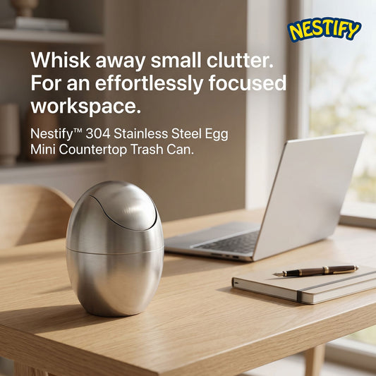 Nestify™ 304 Stainless Steel Egg Mini Countertop Trash Can