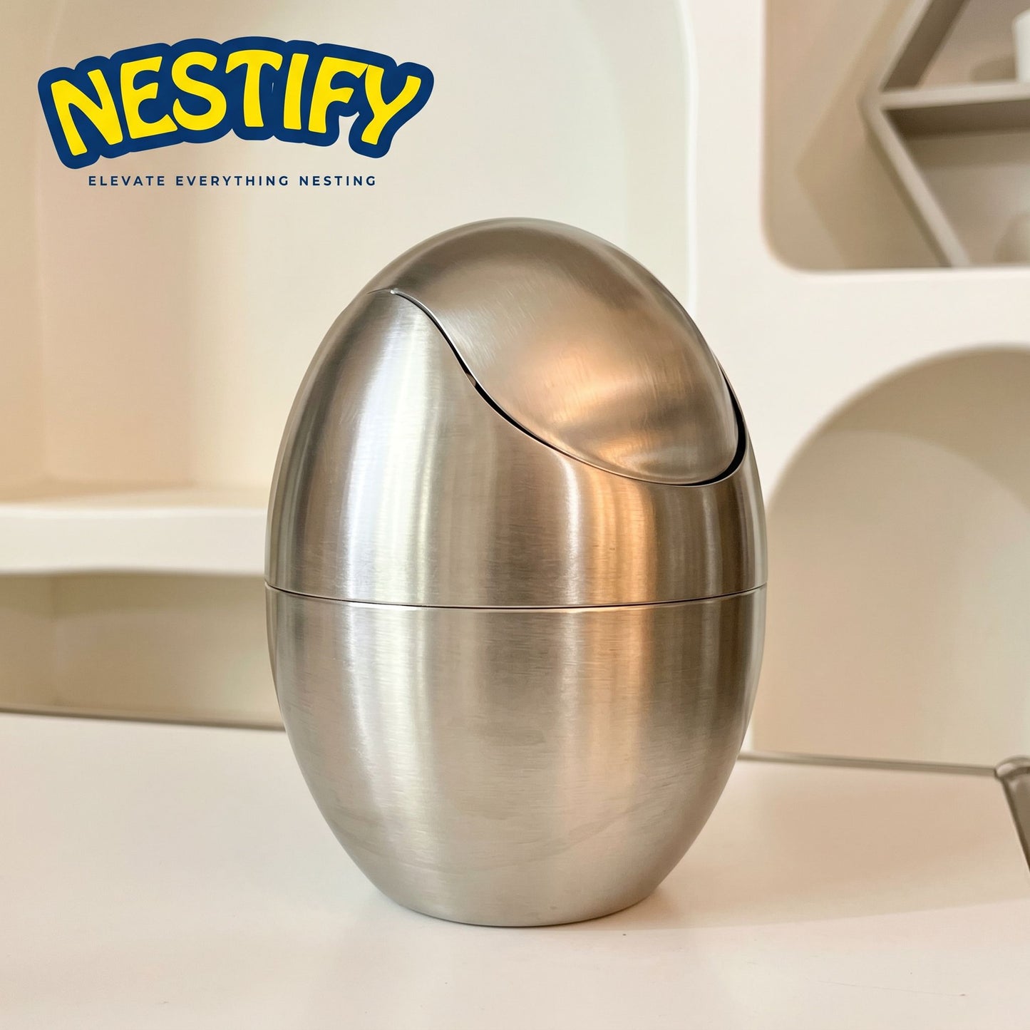 Nestify™ 304 Stainless Steel Egg Mini Countertop Trash Can