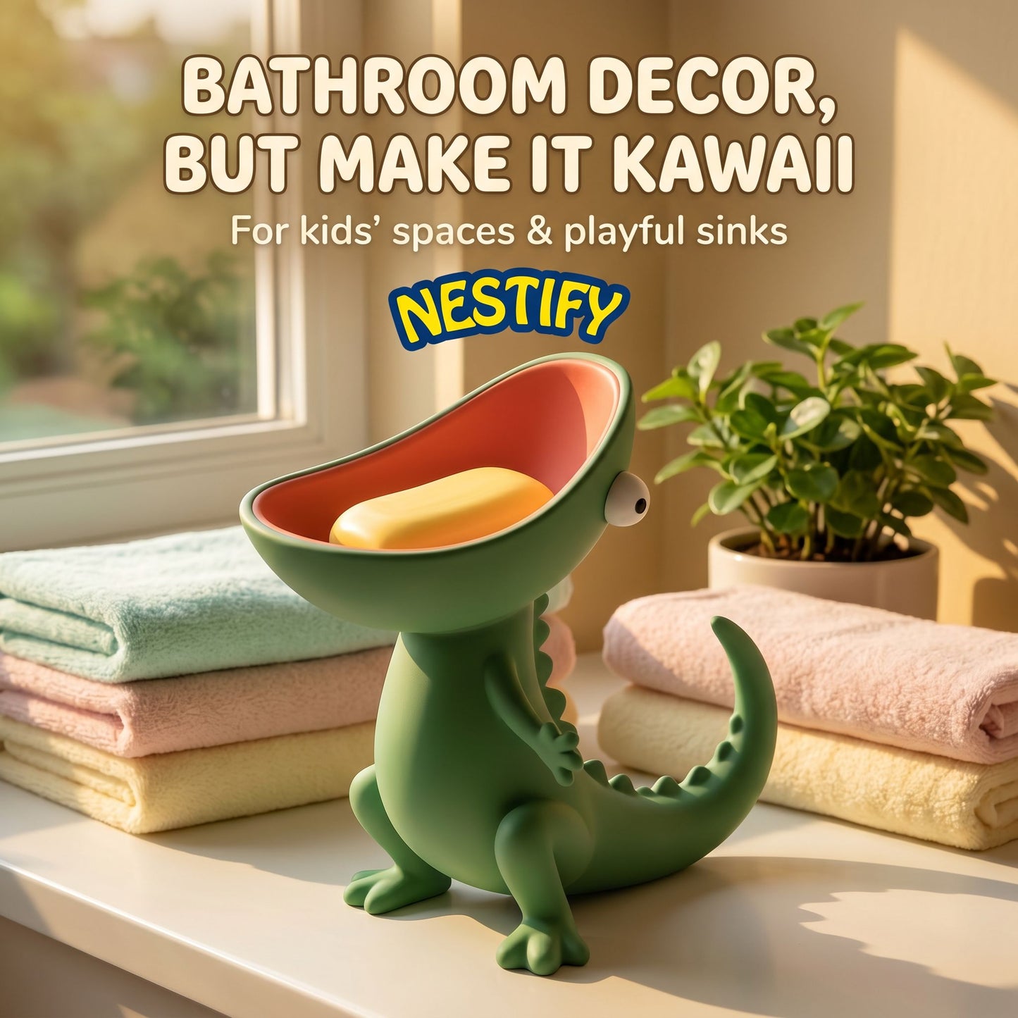 Nestify Lizard Soap Holder – Cartoon Croc Bathroom Buddy