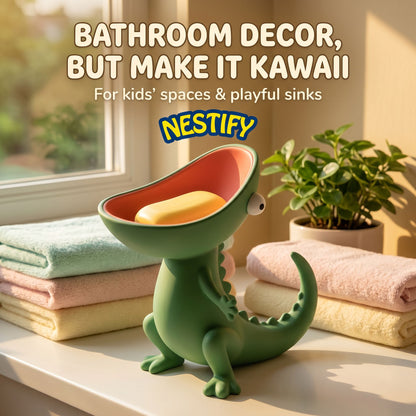 Nestify Lizard Soap Holder – Cartoon Croc Bathroom Buddy