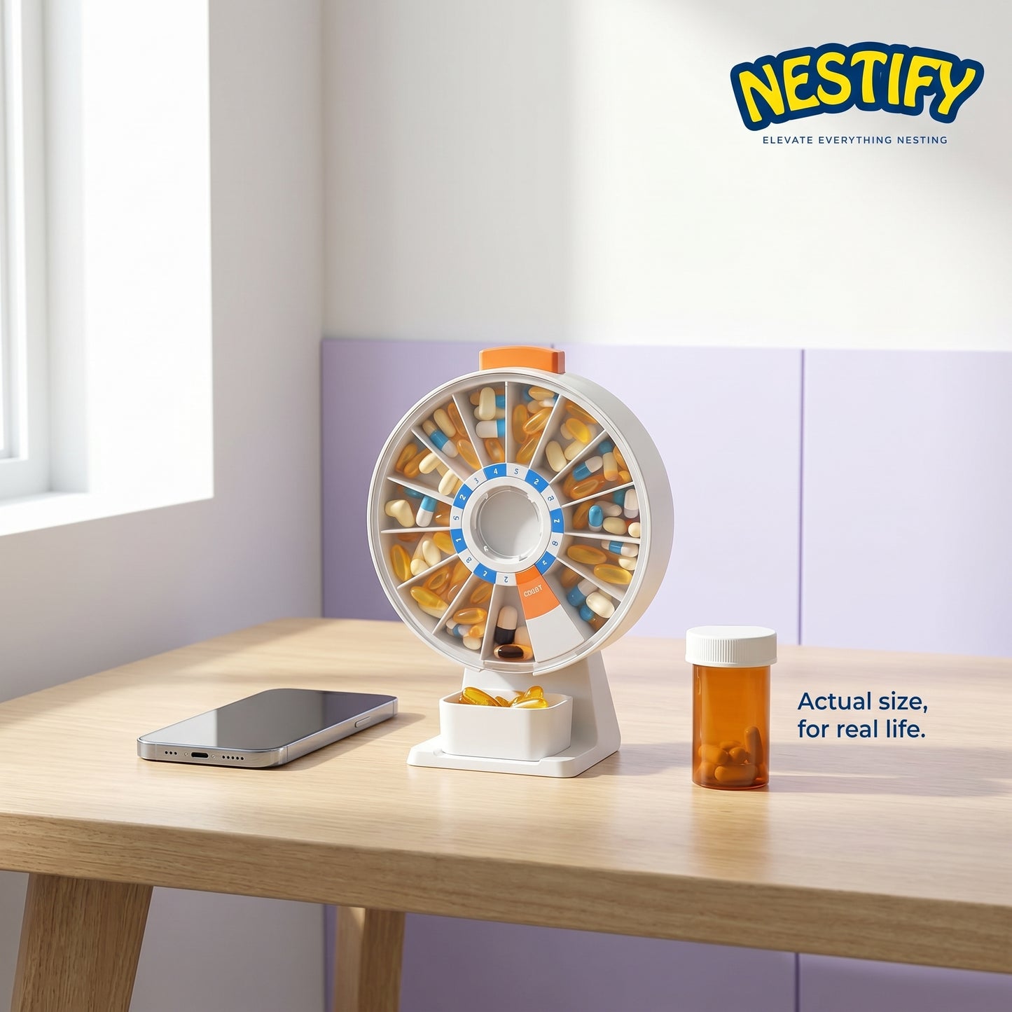 14‑Day Rotating Pill Organizer – Wall‑Mount or Standing Large‑Capacity Medicine Box