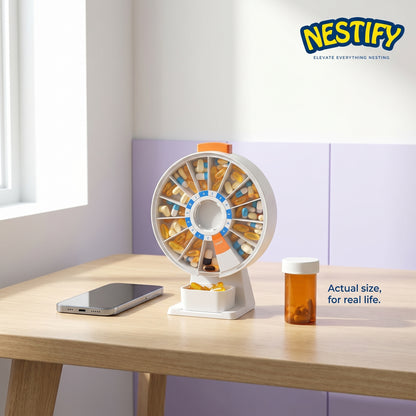 14‑Day Rotating Pill Organizer – Wall‑Mount or Standing Large‑Capacity Medicine Box