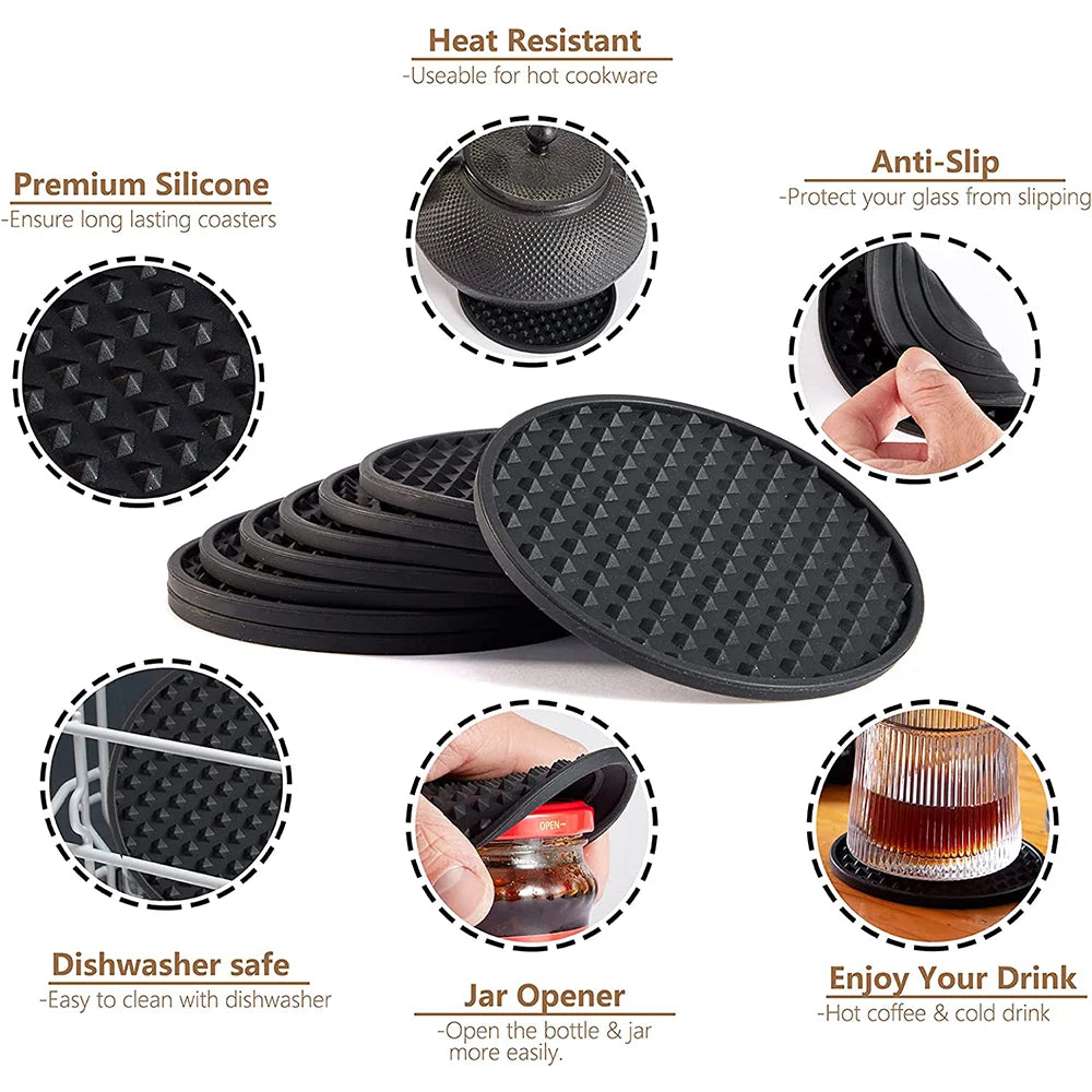 Silicone Drink Coasters with Holder