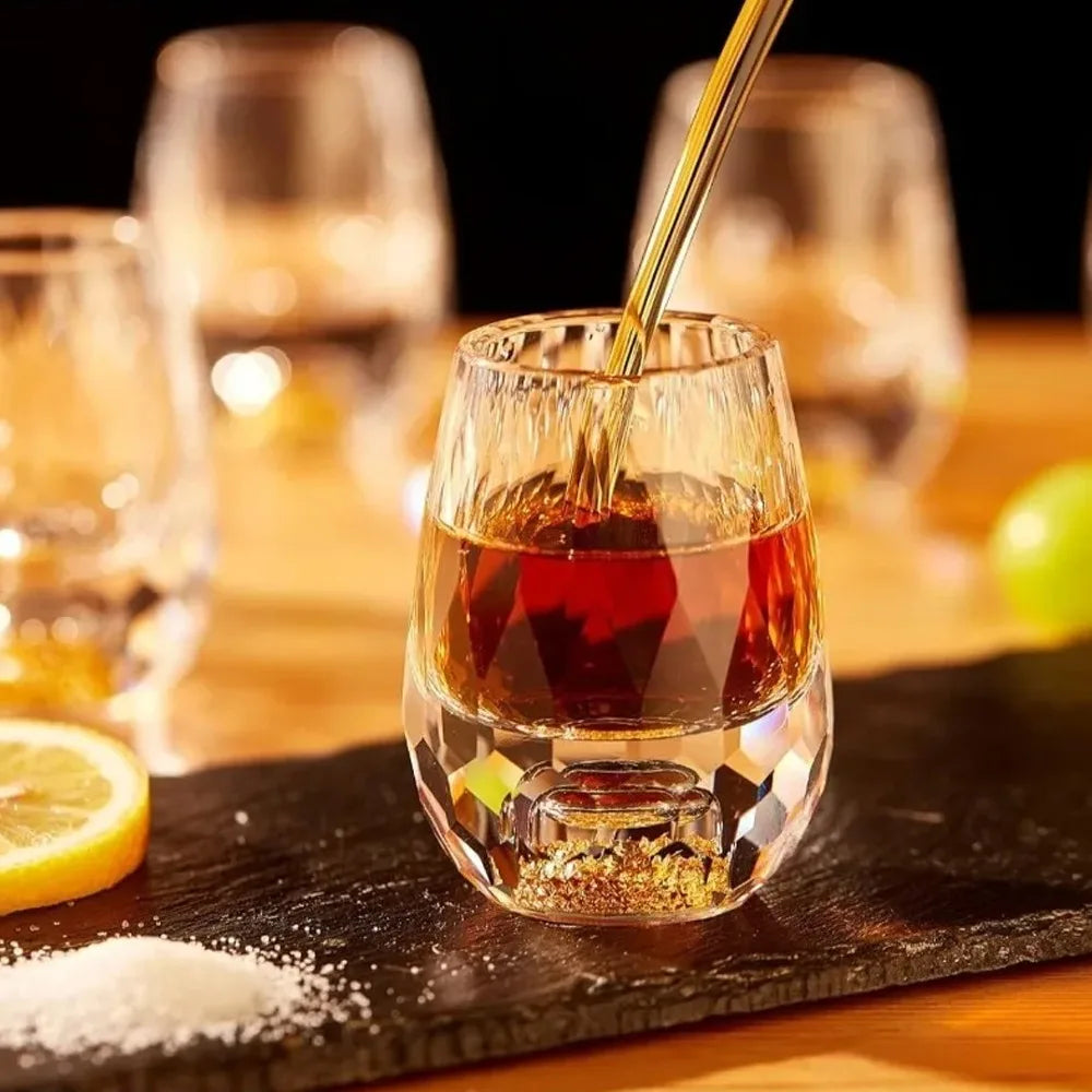 Gold Foil Crystal Wine Glass