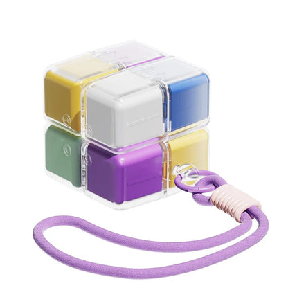 Rubik’s Cube 8-Grid Pill Organizer – Folding Magnetic Moisture-Proof Medicine Box | Portable Travel Pill Case