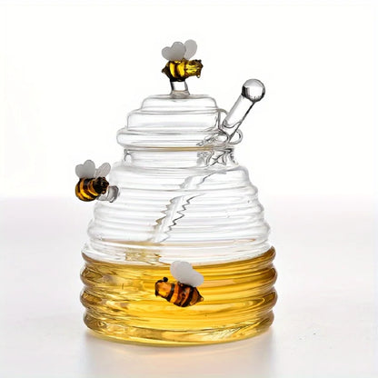 Nestify™ Glass Honey Jar with Bee Dipper & Lid (14oz)