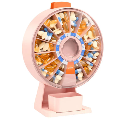 14‑Day Rotating Pill Organizer – Wall‑Mount or Standing Large‑Capacity Medicine Box