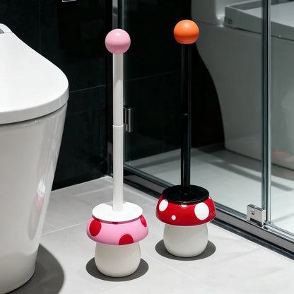 Mushroom Toilet Brush with Holder – Cute Modern Bathroom Cleaner | Playful Design | Deep Clean & Easy Storage