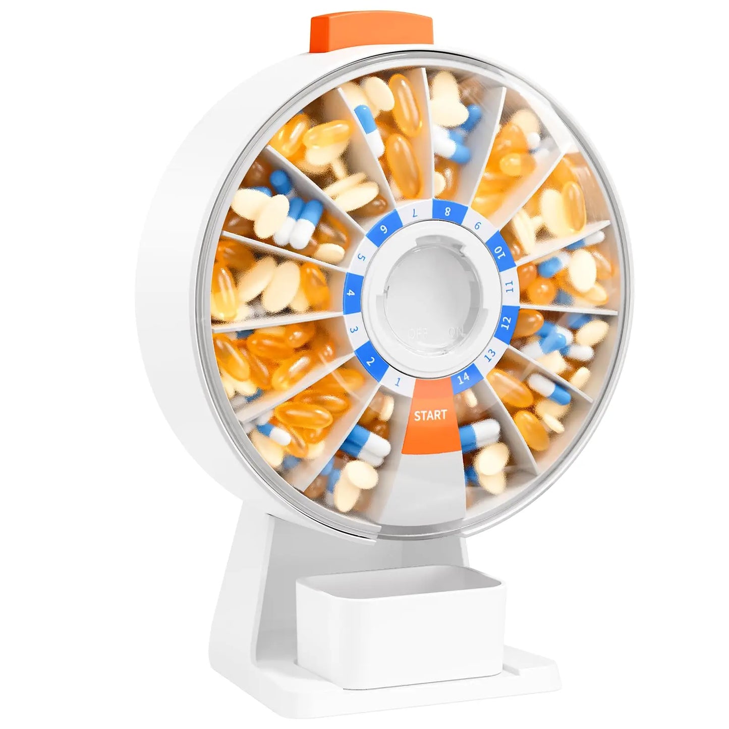 14‑Day Rotating Pill Organizer – Wall‑Mount or Standing Large‑Capacity Medicine Box