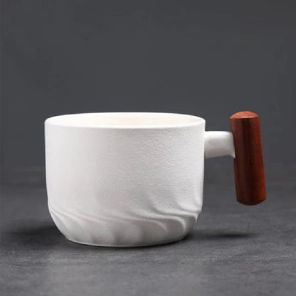 Ceramic Espresso Mug with Wooden Handle